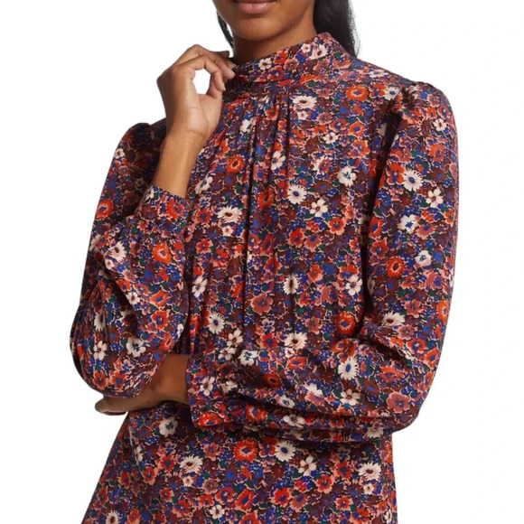 Veronica Beard Silk Chilton Floral Tie Back Blouse Berry Multi Size 2 NWT - Picture 16 of 16